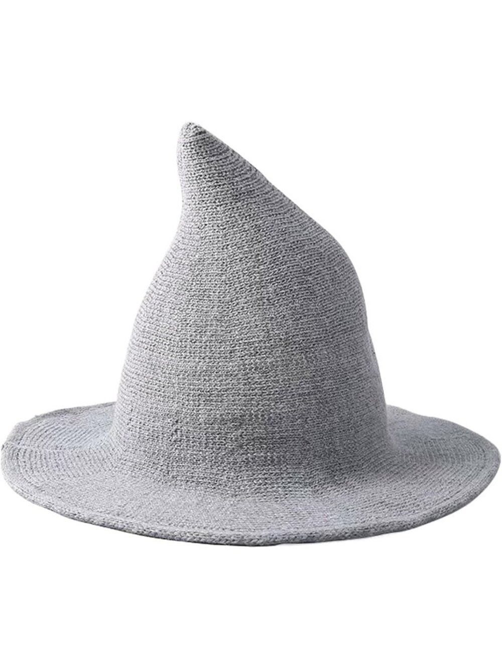 Women's Light Gray Halloween Cosplay Costume Witch Wool Wide Brim Foldable Cap